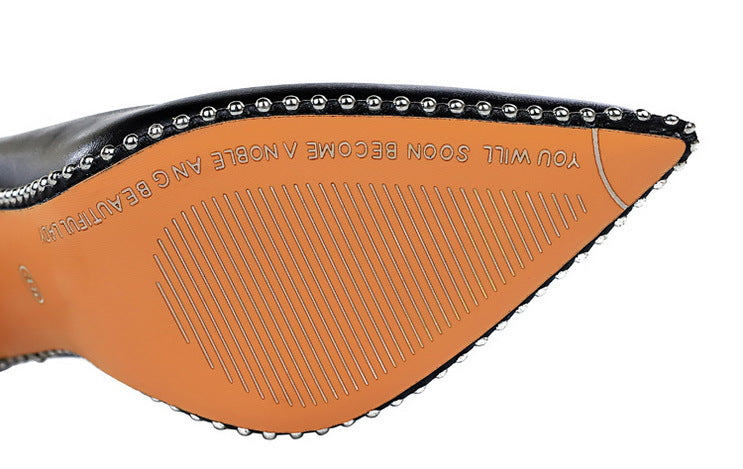 Sexy Nightclubs Thinner High Heels Women Shoes Stiletto Heel Shallow Mouth Pointed Rivets Pumps