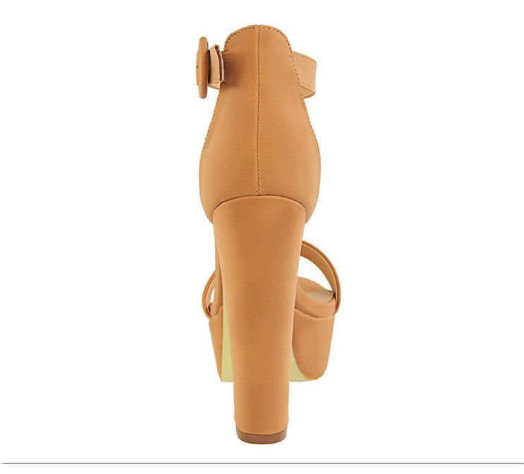 Chunky Heel Super Slimming High Heels Sexy Nightclub Women Shoes Waterproof Platform Open Toe Belt Buckle Sandals