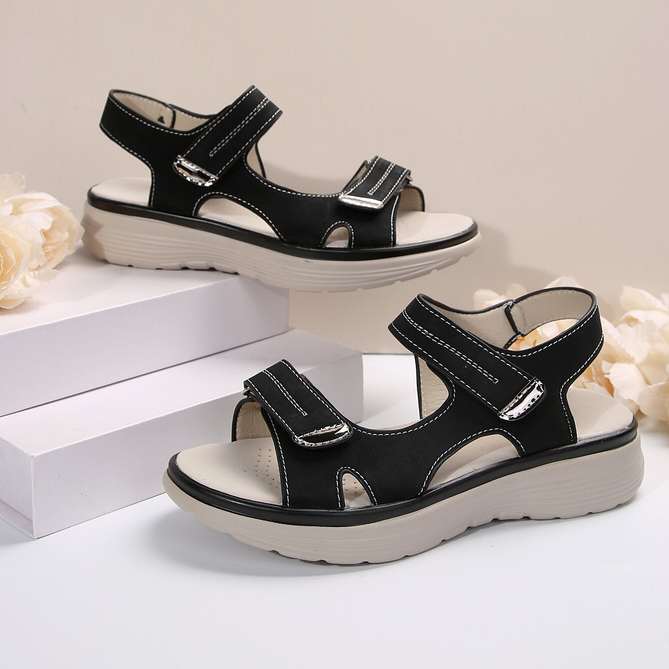 plus Size Velcro Sports Platform Sandals Women Open Toe Beach Sandals