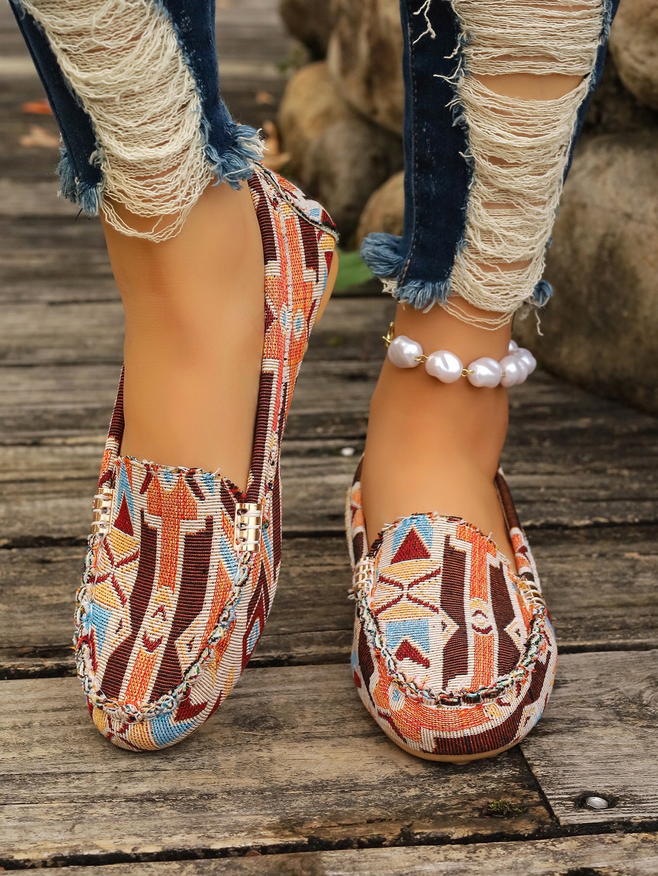 Arrival Color Matching Cloth Surface Lazy Flat Pumps Women Ethnic Low Cut Breathable Lazy Work Shoes
