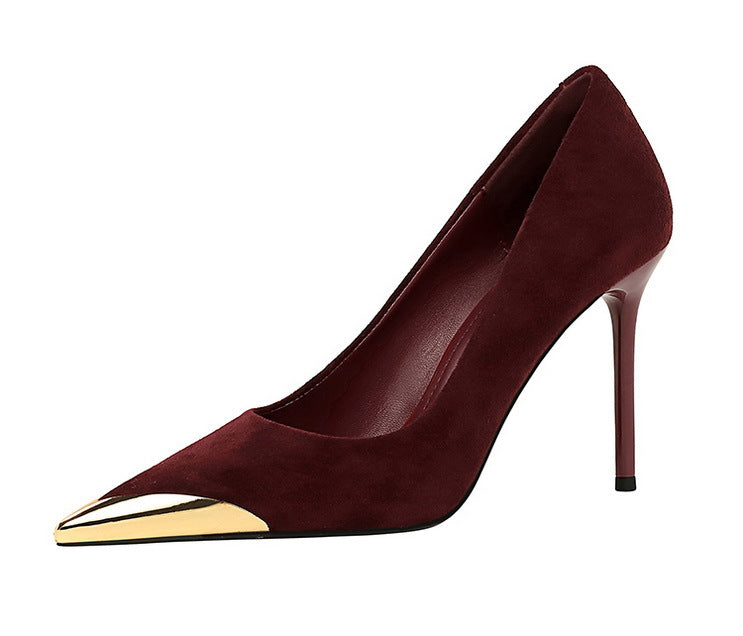 Cocktail Women Shoes Leopard Print High Heels Stiletto Suede Shallow Mouth Metal Pointed Toe Pumps Super High Heel