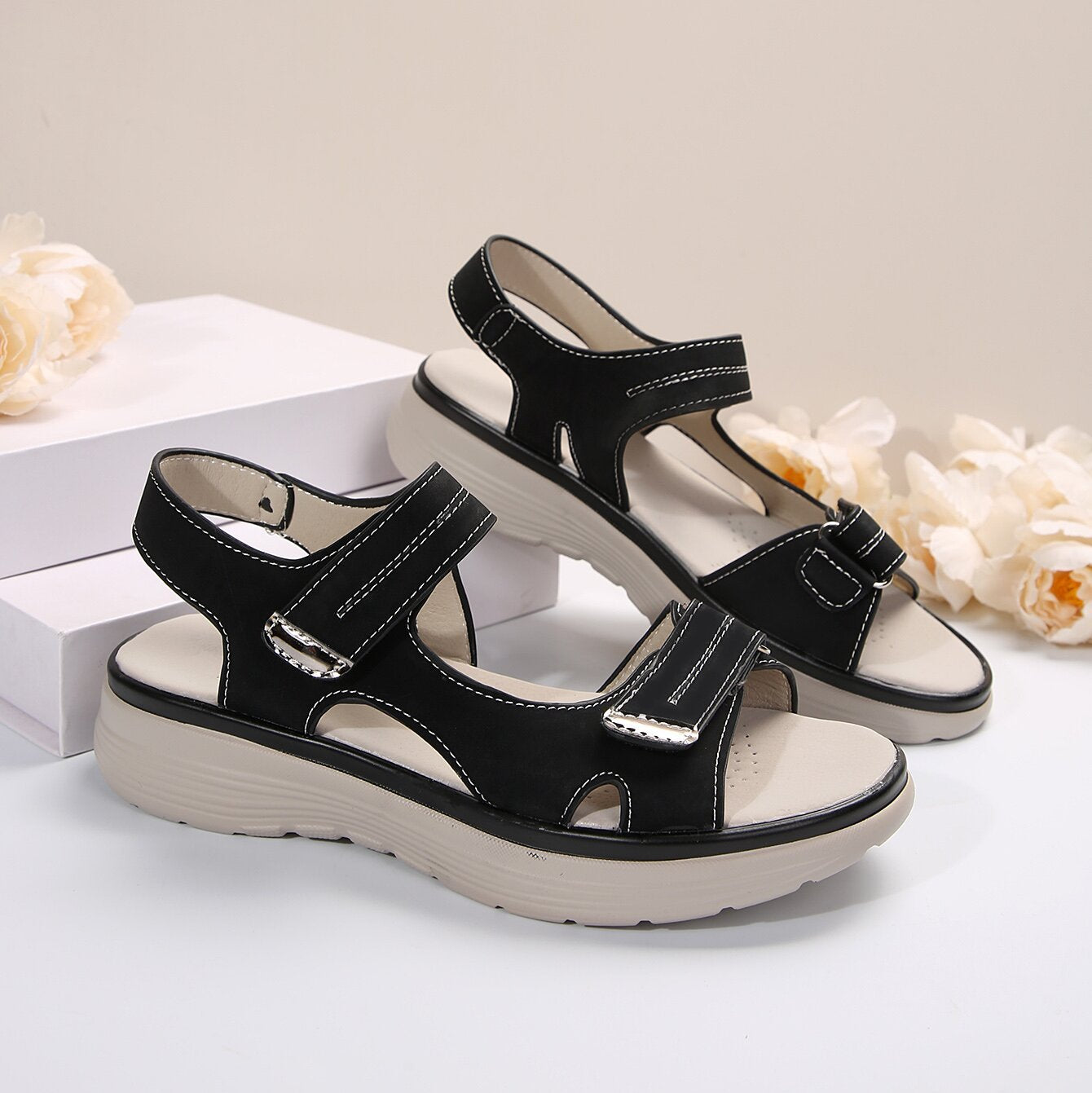plus Size Velcro Sports Platform Sandals Women Open Toe Beach Sandals