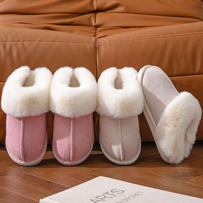 Fluffy Slippers Autumn Winter Warm Slugged Bottom Home Thickened Fleece Slippers Home Indoor Cotton Slippers