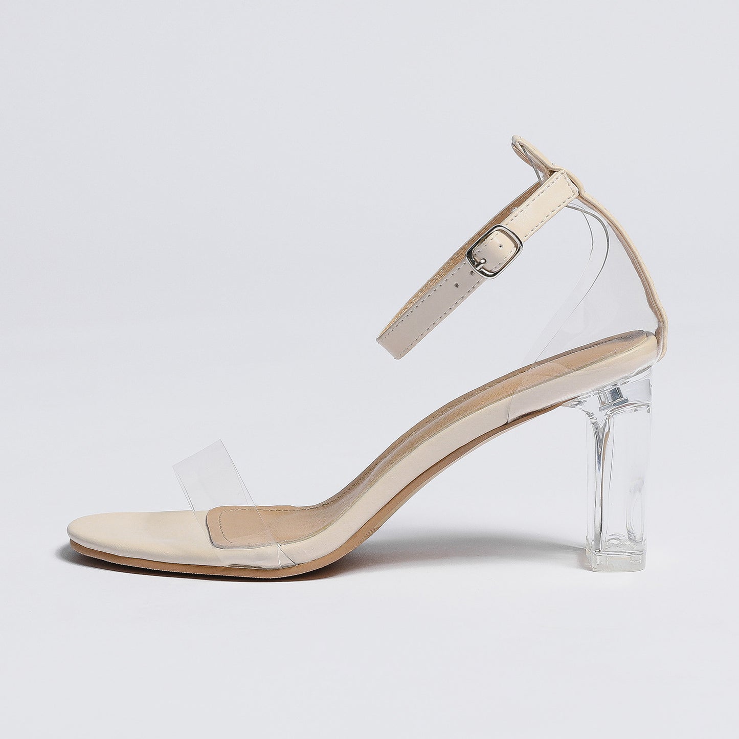 plus Size Ankle Strap Buckle Chunky Heel Sandals Early Spring Transparent Shoes Women