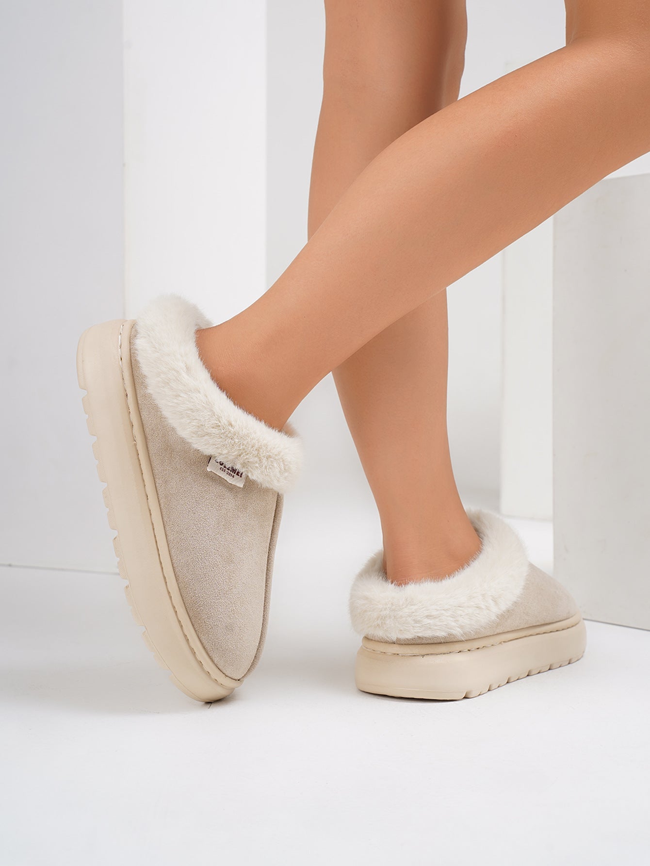 Arrival Wool Mouth Stretch Band Fluffy Slippers Home Non Slip Warm Cotton Slippers Winter Women Thickened Velvet Cotton Slippers