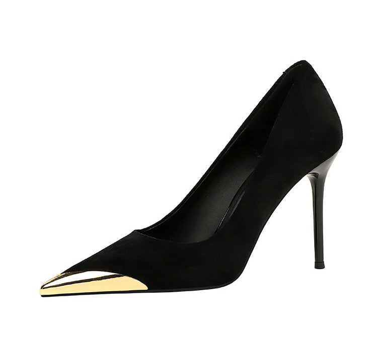 Cocktail Women Shoes Leopard Print High Heels Stiletto Suede Shallow Mouth Metal Pointed Toe Pumps Super High Heel