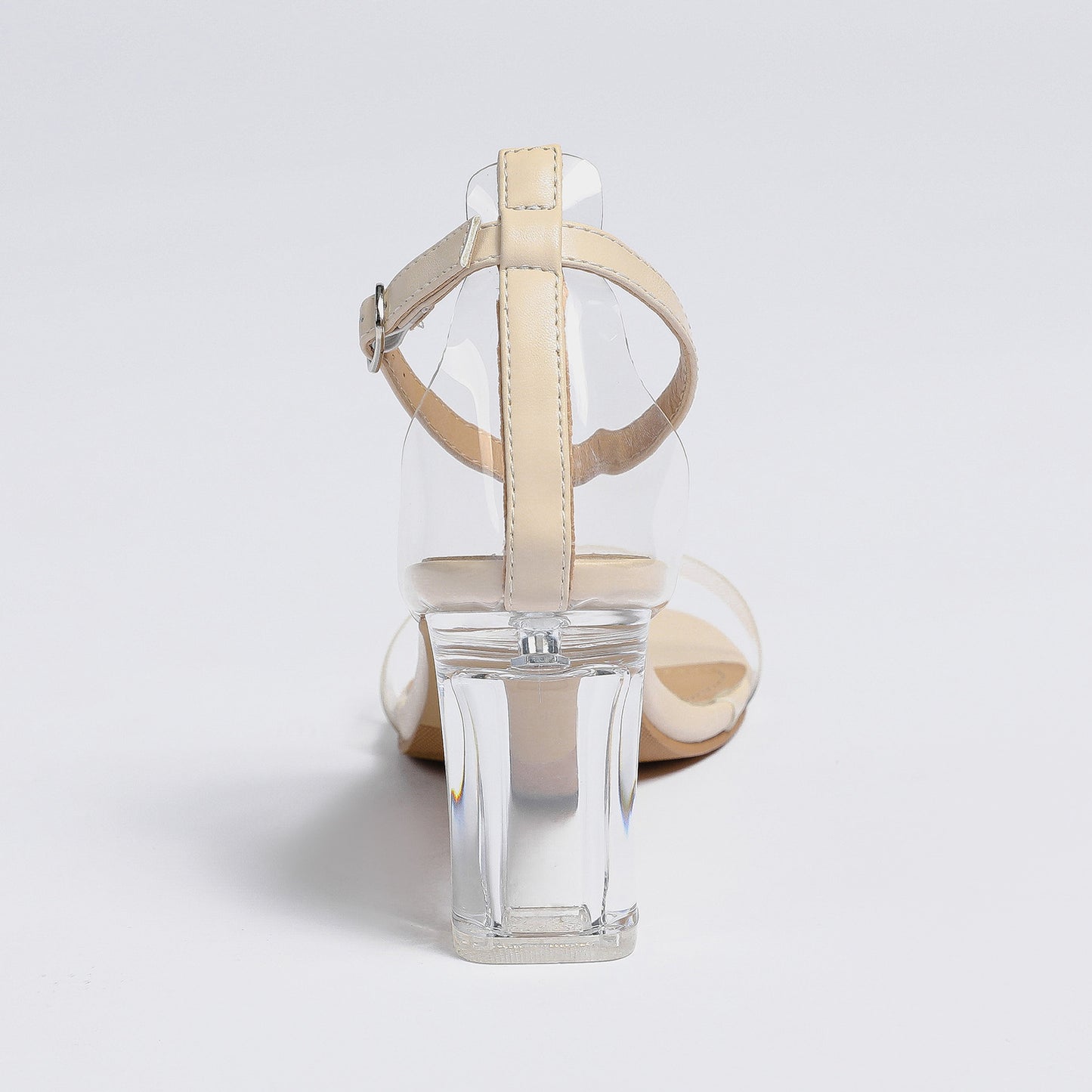 plus Size Ankle Strap Buckle Chunky Heel Sandals Early Spring Transparent Shoes Women