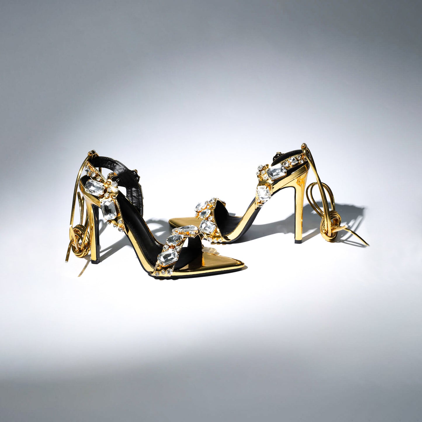 Pointed Toe 11cm Women Rhinestone Lace up Sexy Open Toe High Heel Sandals Gold Silver Green Purple High Heels Heels