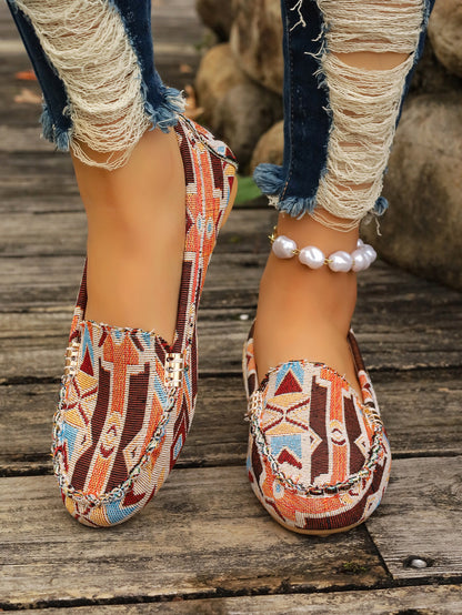 Arrival Color Matching Cloth Surface Lazy Flat Pumps Women Ethnic Low Cut Breathable Lazy Work Shoes