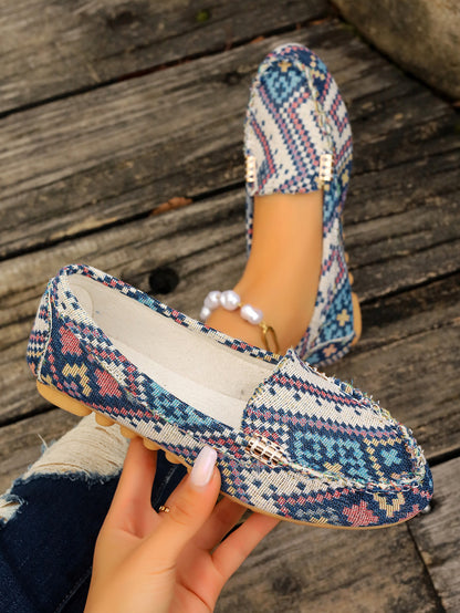 Arrival Color Matching Cloth Surface Lazy Flat Pumps Women Ethnic Low Cut Breathable Lazy Work Shoes