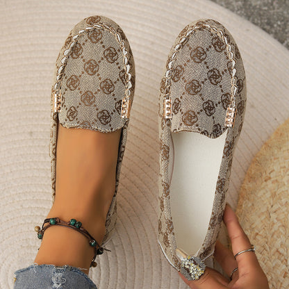 Arrival Color Matching Cloth Surface Lazy Flat Pumps Women Ethnic Low Cut Breathable Lazy Work Shoes