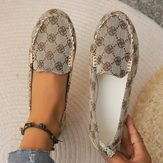 Arrival Color Matching Cloth Surface Lazy Flat Pumps Women Ethnic Low Cut Breathable Lazy Work Shoes