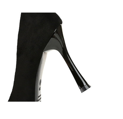 Simple Thin Cocktail High Heels Wine Glass Heel Super High Heel Suede Shallow Mouth Pointed Toe Women Shoes