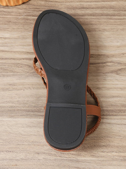 Women Flip Toe Woven Flat Beach Sandals Casual plus Size Internet Sandals Slip on Women Shoes