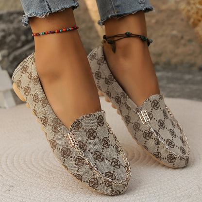Arrival Color Matching Cloth Surface Lazy Flat Pumps Women Ethnic Low Cut Breathable Lazy Work Shoes