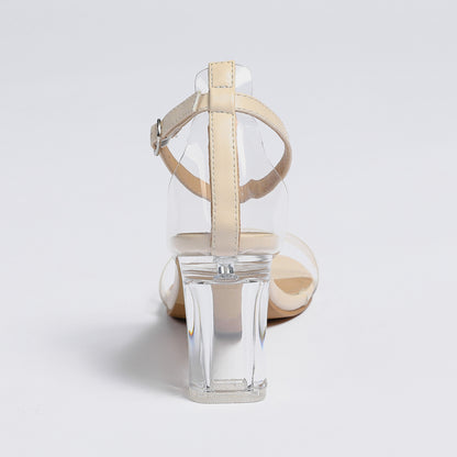 plus Size Ankle Strap Buckle Chunky Heel Sandals Early Spring Transparent Shoes Women